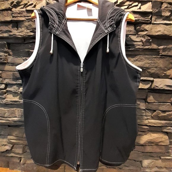 FALL NAUTICAL VEST - ALIA SPORT Sleeveless Jacket  Hoodie Navy Blue zip Size L - Picture 6 of 10